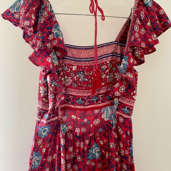 SPELL | Folk Town Frill Maxi Dress in Wine - Picture 8 of 11